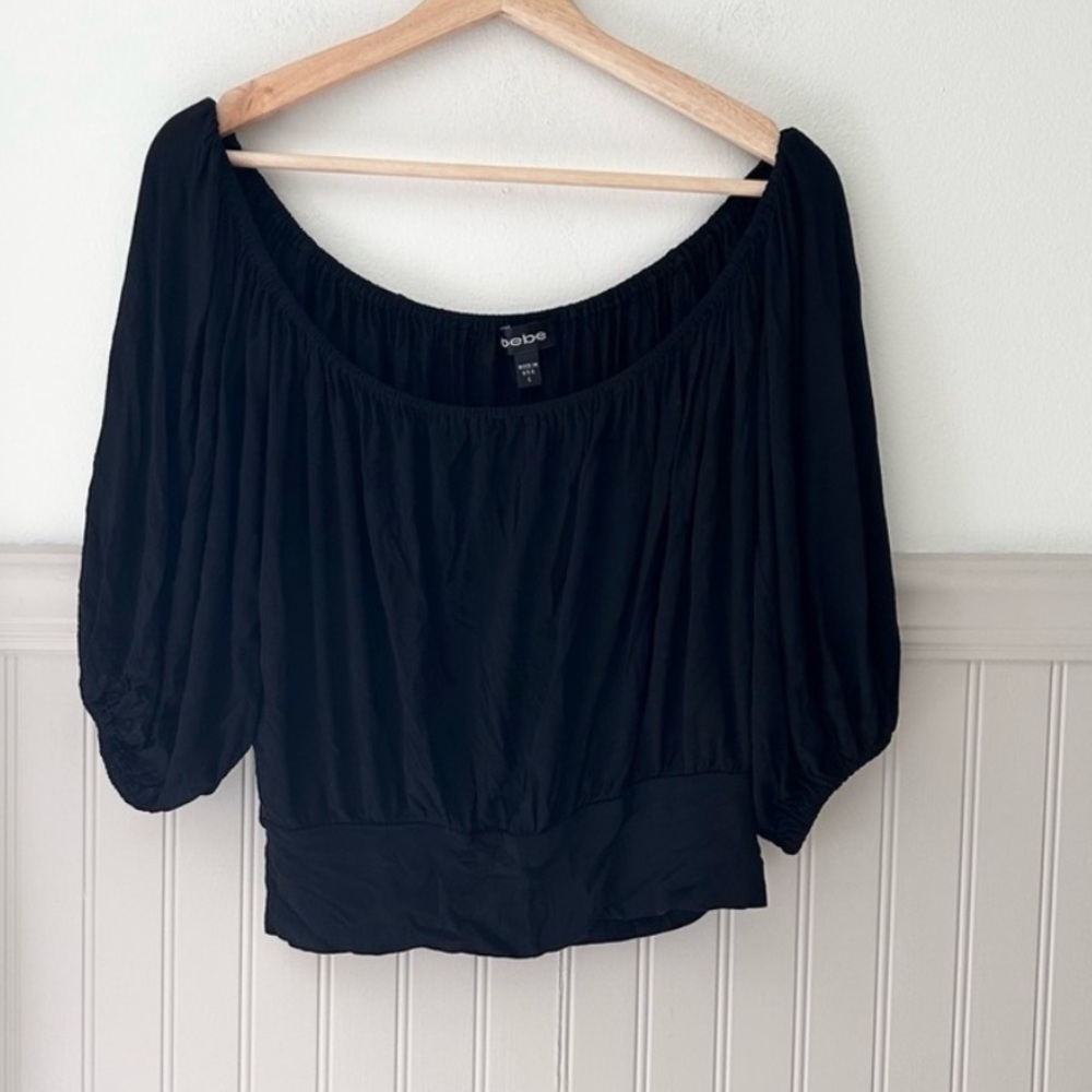 Y2K bebe Size Large Black Off The Shoulder Blouse Shirt
